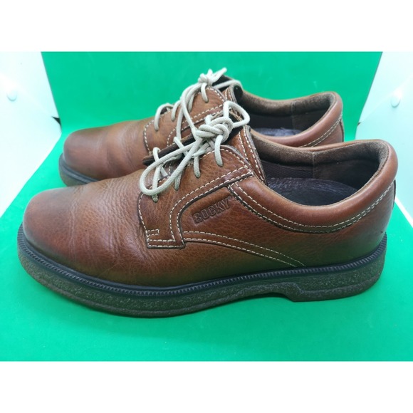Rocky Shoes & Boots Men\'s Brown Leather Oxford Work Oil Resistant Siz 8.5M main image 8